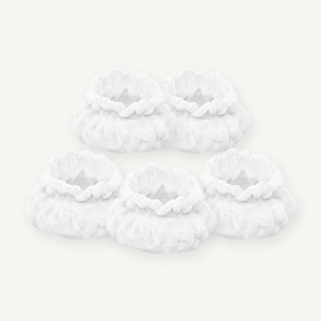 Microfiber cover 5-pack: five white microfiber covers with an elastic edge
